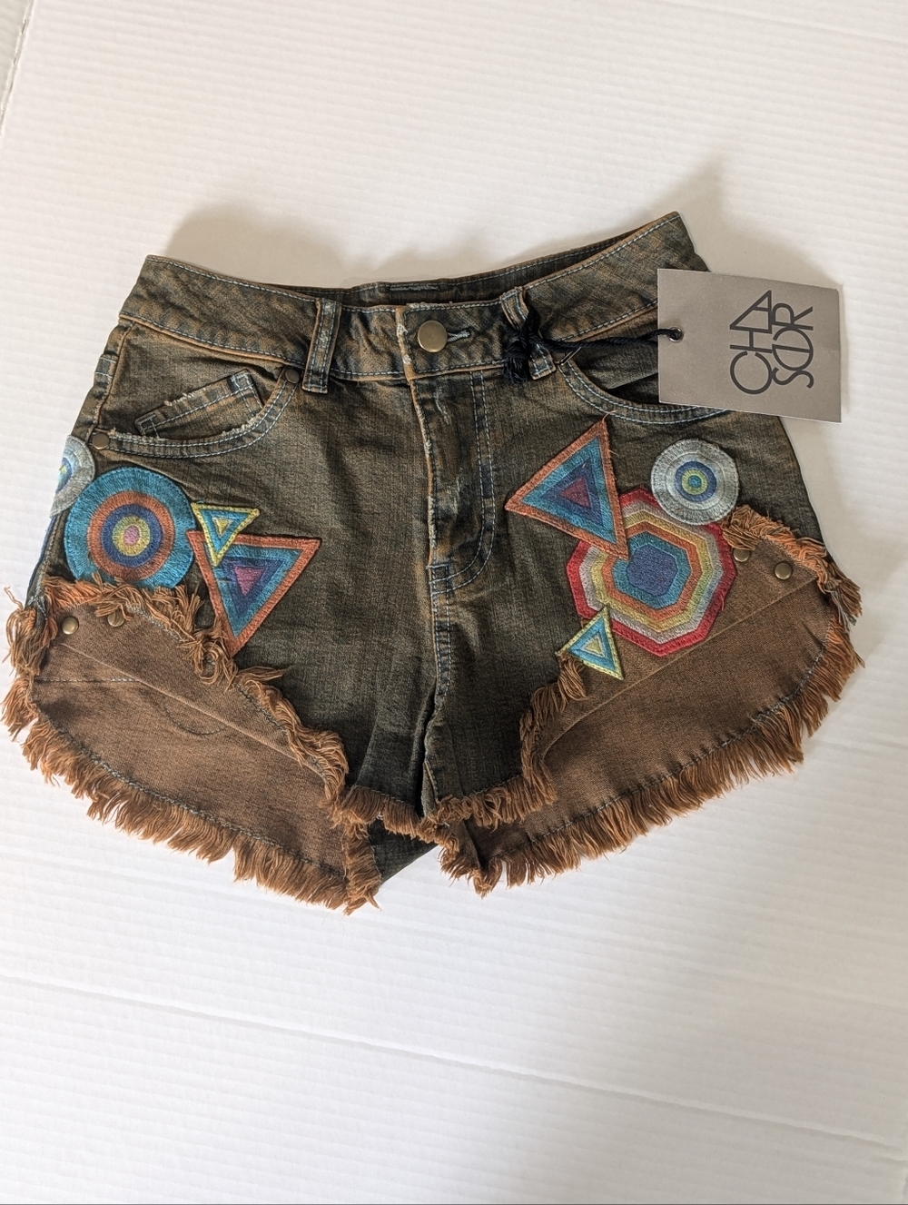 Chaser High Rise Raw Hem Distressed Shorts Size 24